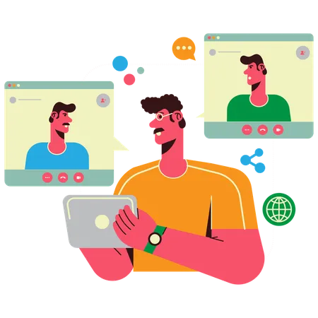 Personas hablando por videollamada  Illustration