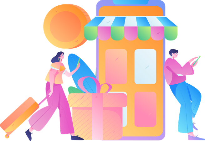 La gente hace compras de compras  Illustration