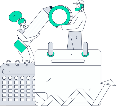 Personas que realizan la organización de la agenda  Ilustración