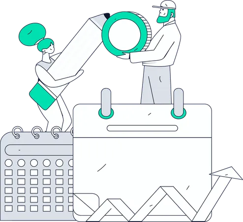 Personas que realizan la organización de la agenda  Ilustración