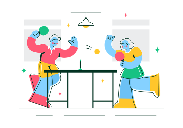 Gente jugando al ping pong  Ilustración