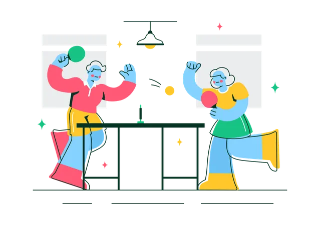 Gente jugando al ping pong  Ilustración
