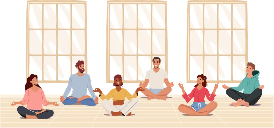 Gente meditando  Ilustración