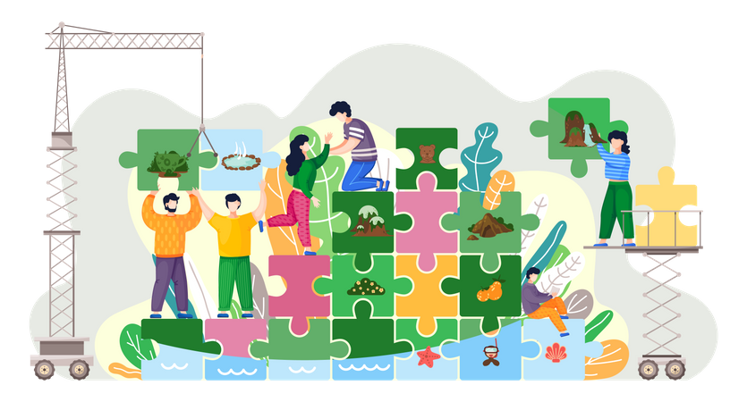 Gente salvando la ecología  Ilustración