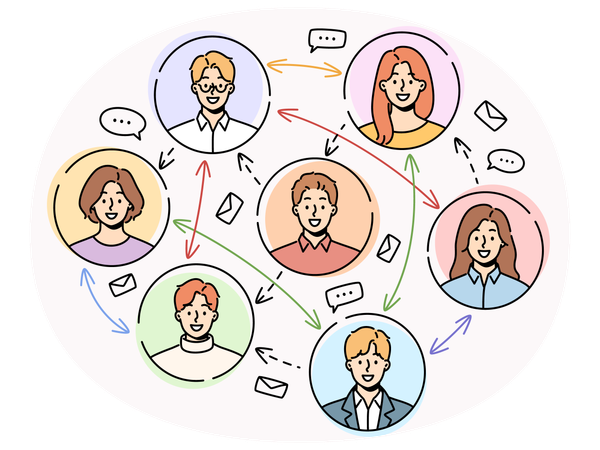 Comunicación de personas sonrientes en las redes sociales  Illustration
