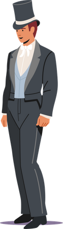 Gentleman Wearing Top Hat  Illustration