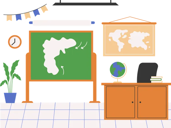 Geographie Unterricht  Illustration