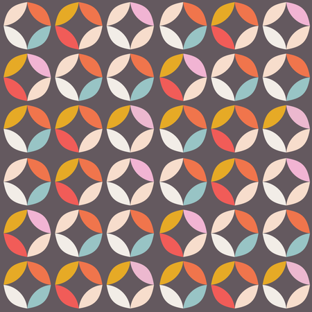 Geometric seamless pattern with colorful circles in retro design  Illustration