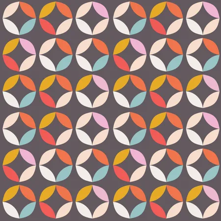 Geometric seamless pattern with colorful circles in retro design  Illustration