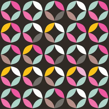 Geometric seamless pattern with colorful circles in retro design  Illustration