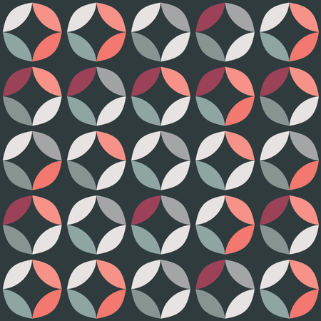 Geometric seamless pattern with colorful circles in retro design  Illustration