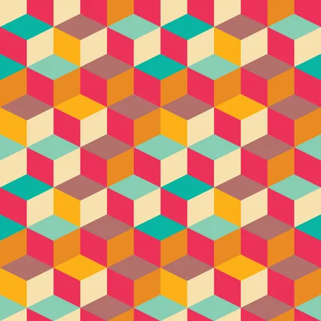 Geometric seamless pattern with colorful squares in retro design Illustration