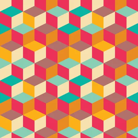 Geometric seamless pattern with colorful squares in retro design  Illustration