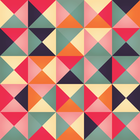 Geometric seamless pattern with colorful triangles in retro design  Illustration