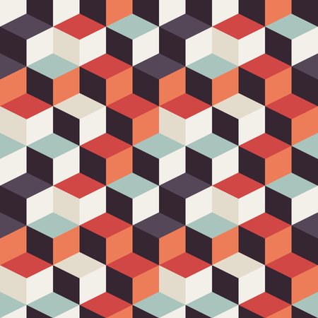 Geometrisches Nahtloses Muster mit bunten Quadraten im Retro-Design  Illustration