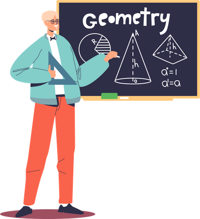 Geometry teacher explain math lesson Illustration
