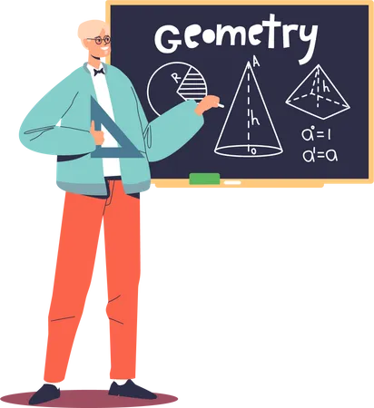Geometry teacher explain math lesson Illustration