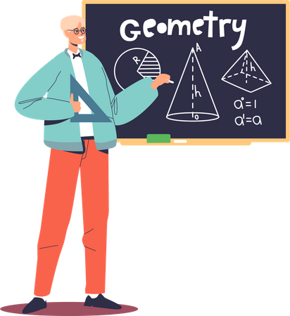 Geometry teacher explain math lesson  Illustration