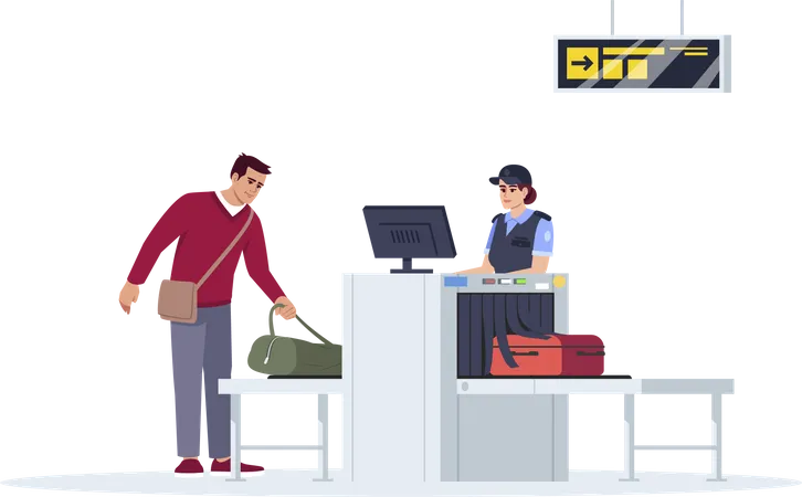 Gepäck-Sicherheitskontrolle am Flughafen  Illustration