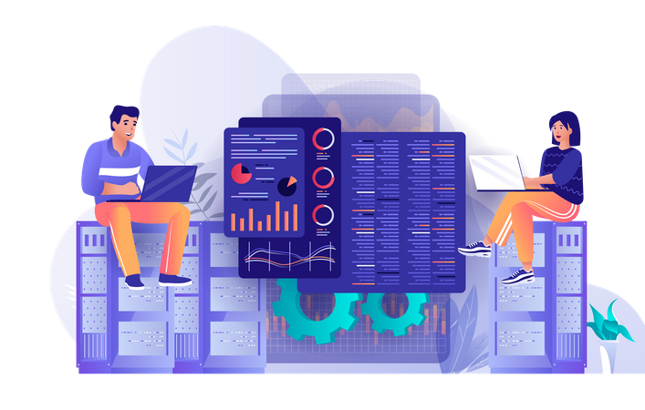 Gerenciador de servidores on-line  Ilustração
