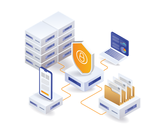 Gerenciamento de análise de segurança de dados de endpoint de servidor em nuvem  Ilustração