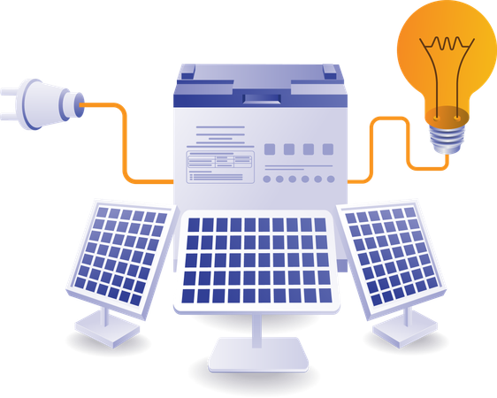 Gerenciamento de armazenamento de energia do painel solar  Ilustração