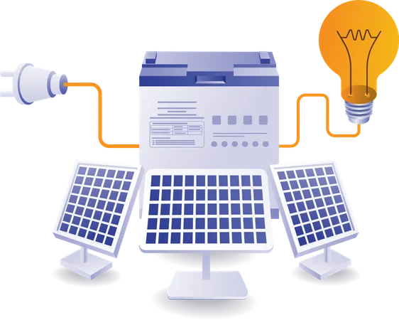 Gerenciamento de armazenamento de energia do painel solar  Ilustração