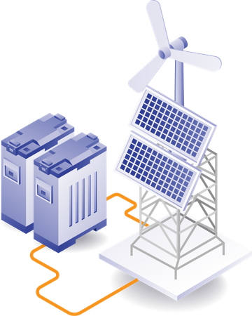 Gerenciamento de bateria de armazenamento de energia do painel solar  Ilustração