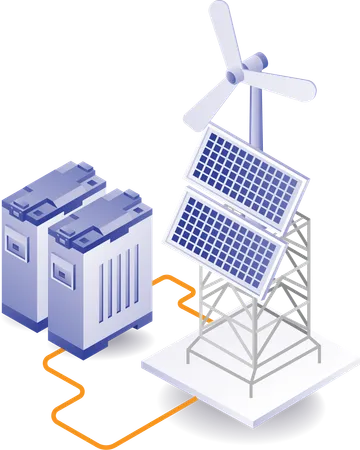 Gerenciamento de bateria de armazenamento de energia do painel solar  Ilustração