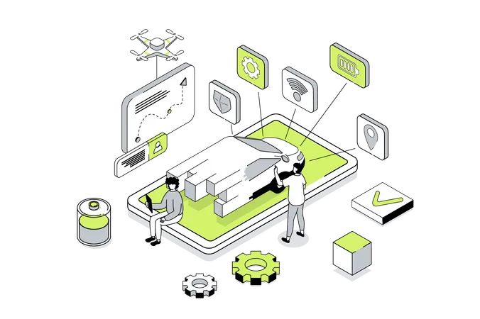 Gestão de pessoas de automóveis autônomos com aplicativo para smartphone  Ilustração