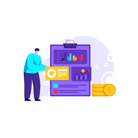 Gerenciando a posição financeira por meio de análise de dados  Illustration