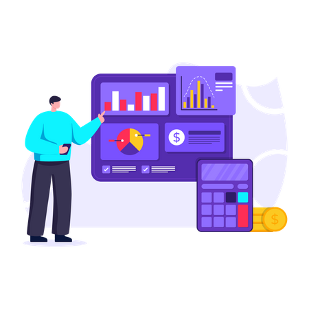 Gerenciando a posição financeira por meio de análise de gráficos  Illustration