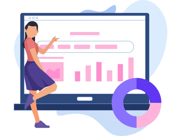 Gerente analisando SEO Analytics  Ilustração