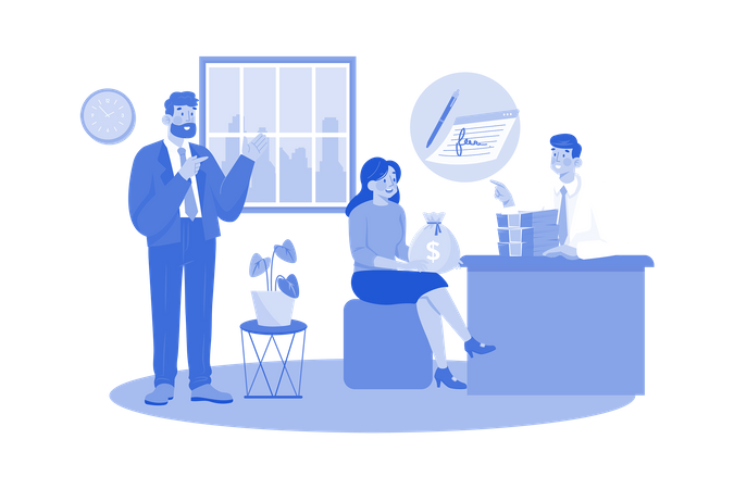 Gerente de banco operações de agência bancária no exterior  Ilustração