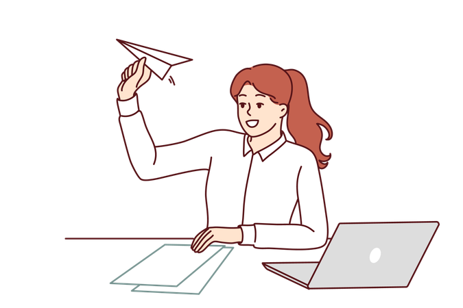 Gerente de escritório de mulher está distraído  Ilustração