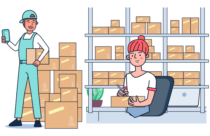 Gerente de inventario de bienes contables.  Ilustración