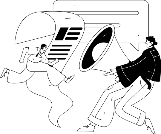 Gerente de reclutamiento femenino en busca de reclutamiento de empleados  Ilustración