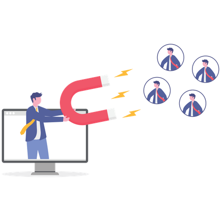 Gerente de recursos humanos que atrae a empleados comerciales  Ilustración