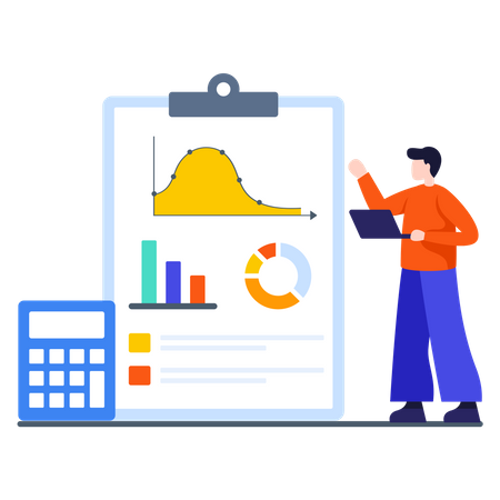 Gerente de ventas analizando el crecimiento de las ventas  Ilustración