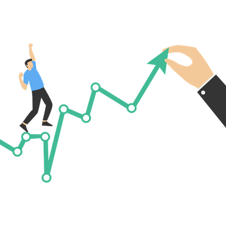 Gerente empurrando o gráfico para cima  Ilustração