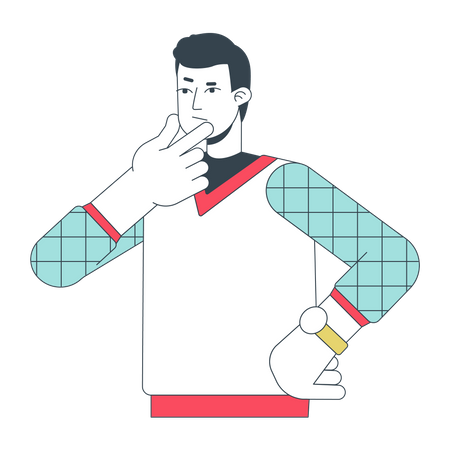 Gerente reflexivo vistiendo chaleco suéter con cuello en v  Ilustración