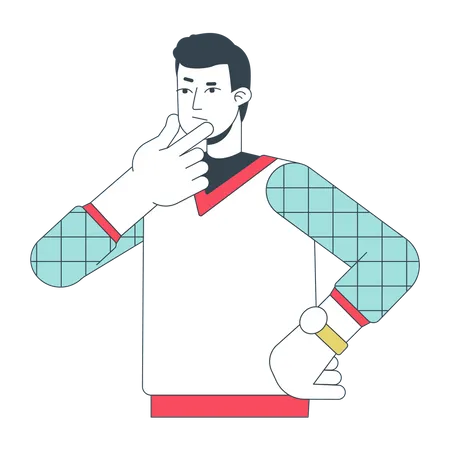 Gerente reflexivo vistiendo chaleco suéter con cuello en v  Ilustración