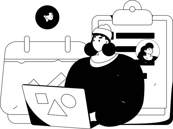 Gerente trabajando en Dotación de Personal Empresarial  Ilustración
