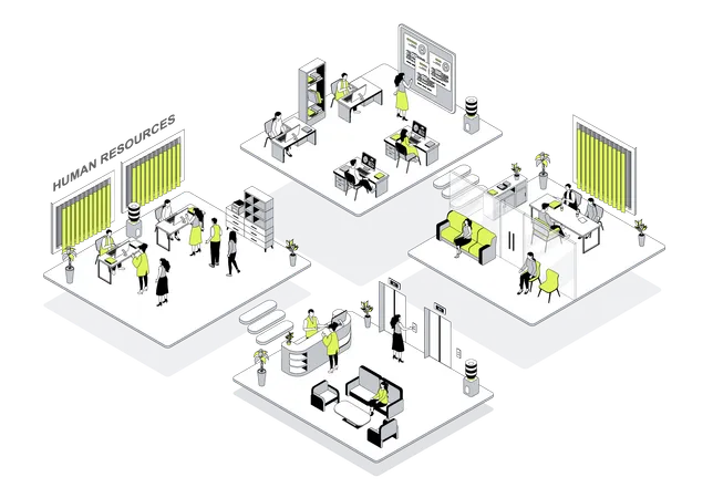 Los gerentes de recursos humanos trabajan en la oficina  Ilustración