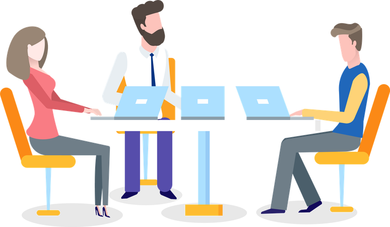 Gerentes sentados em conferência  Ilustração