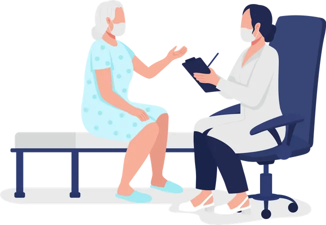 Geriatric physician accepting elderly patient Illustration
