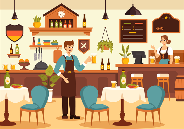 German Food Restaurant  Illustration