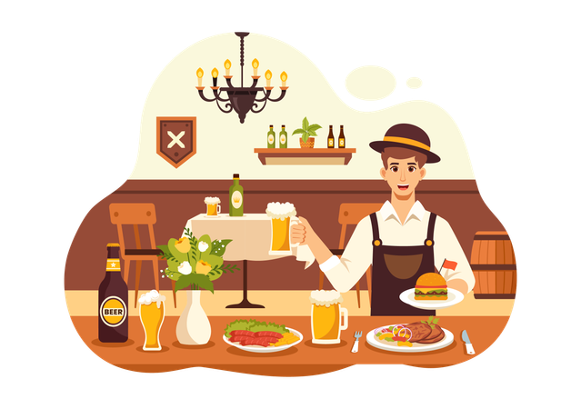 German Food Restaurant  Illustration