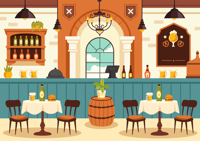 German Food Restaurant  Illustration
