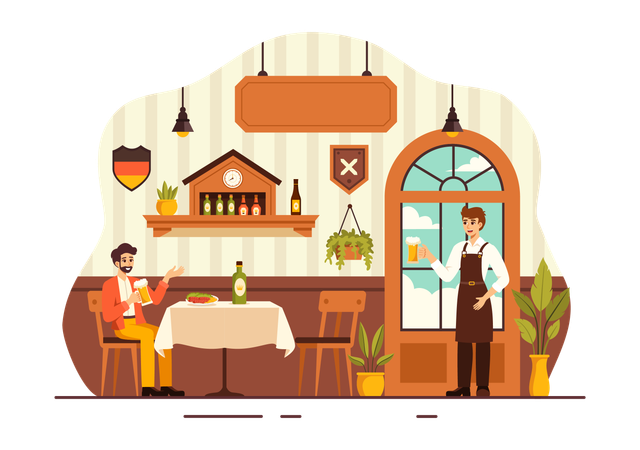 German Food Restaurant  Illustration